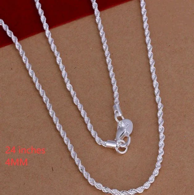 Collier torsadé en corde plaqué argent de 2MM - IVOIRART.COM