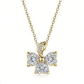 Collier Trèfle 3 Feuilles en Argent 925 avec 3 Moissanites Cœur 6x6mm, Platine Doré, Certifié GRA, 45cm, Coffret Cadeau - IVOIRART.COM