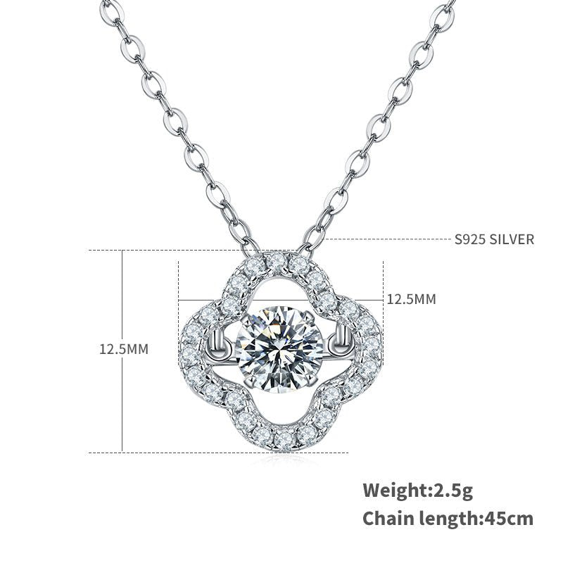 Collier Trèfle à Quatre Feuilles Moissanite 0,5ct D VVS1 en Argent S925 Plaqué Platine 45cm - IVOIRART.COM