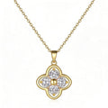 Collier Trèfle en Argent Sterling S925 4 pierres Moissanite 5mm Rond, 45cm, Plaqué Or Platine, Coffret Cadeau Certifié GRA - IVOIRART.COM