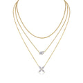 Collier trois rangs en argent S925 plaqué or, moissanite poire 7x11 mm, 40 cm, 10,8 g, certificat GRA, coffret cadeau - IVOIRART.COM