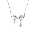 Collier Unique en Argent 999 Noeud Papillon & Zirconia, Élégant et Tendance, Cadeau Idéal Anniversaire et Saint - Valentin - IVOIRART.COM