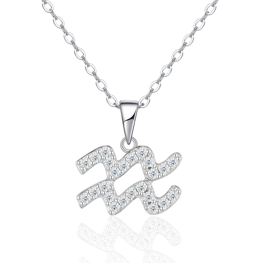 Collier Verseau en argent sterling S925 avec moissanite D couleur VVS1, pendentif plaqué platine 3,8g, bijou astrologie avec certificat GRA, coffret cadeau idéal - IVOIRART.COM