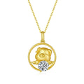 Collier Zodiaque Chinois en Argent Sterling S925 Doré avec Moissanite 1ct - Coffret Cadeau Certifié GRA - 5,2g - IVOIRART.COM