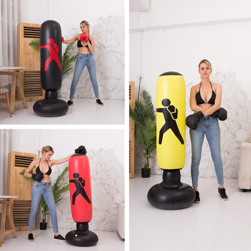 Colonne de boxe gonflable fitness 160cm avec sac de sable vertical et aération - IVOIRART.COM