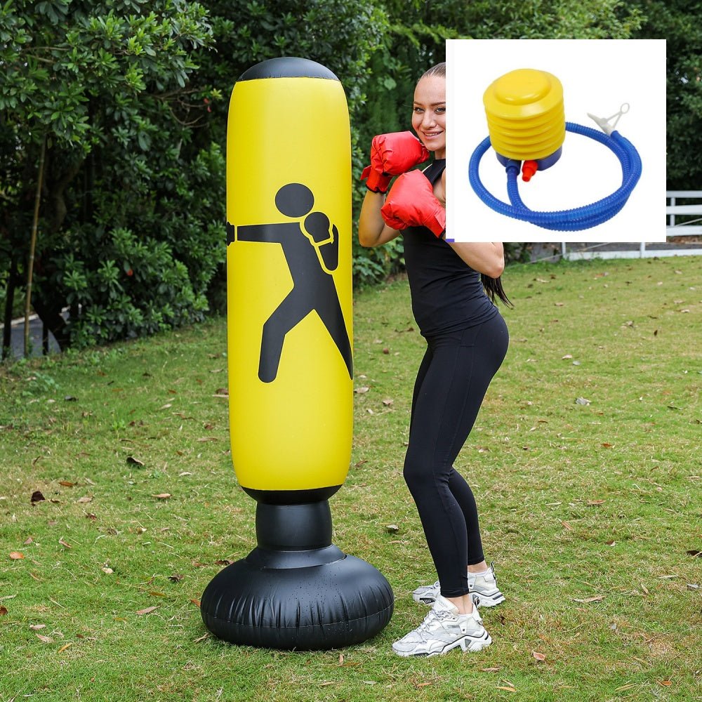 Colonne de boxe gonflable fitness 160cm avec sac de sable vertical et aération - IVOIRART.COM