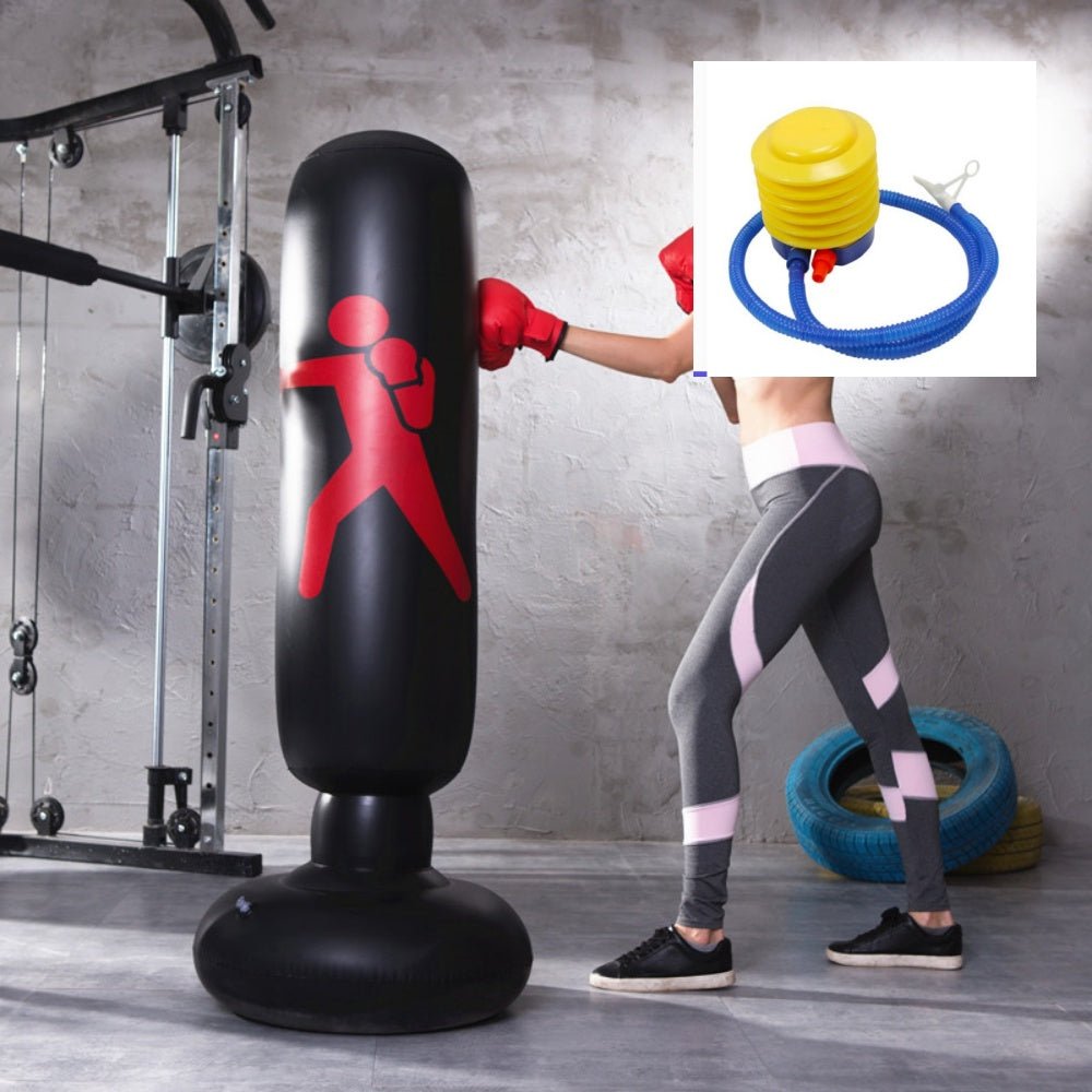 Colonne de boxe gonflable fitness 160cm avec sac de sable vertical et aération - IVOIRART.COM