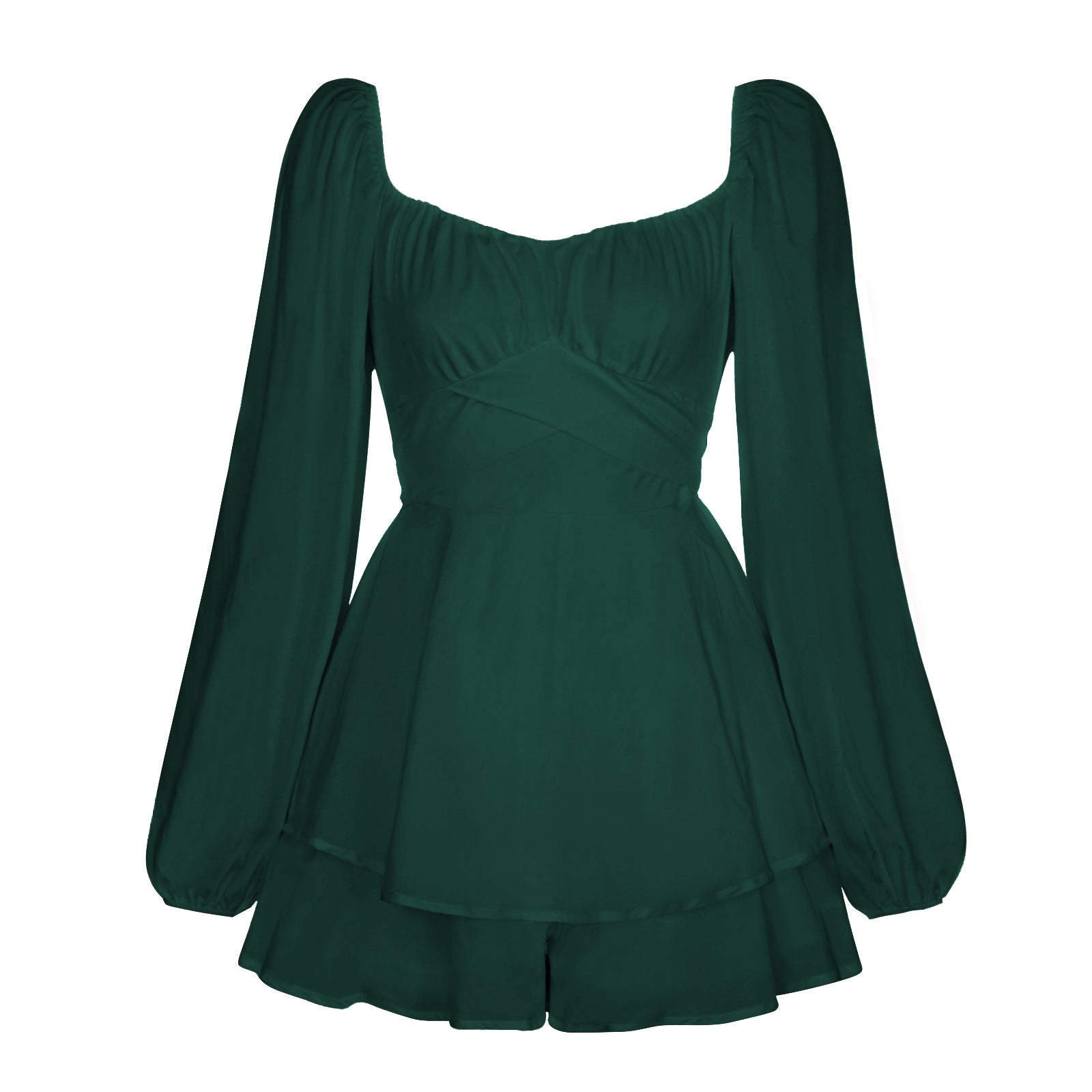 Combinaison Femme Courte à Manches Bouffantes avec Volants - Mode Élégante - IVOIRART.COM