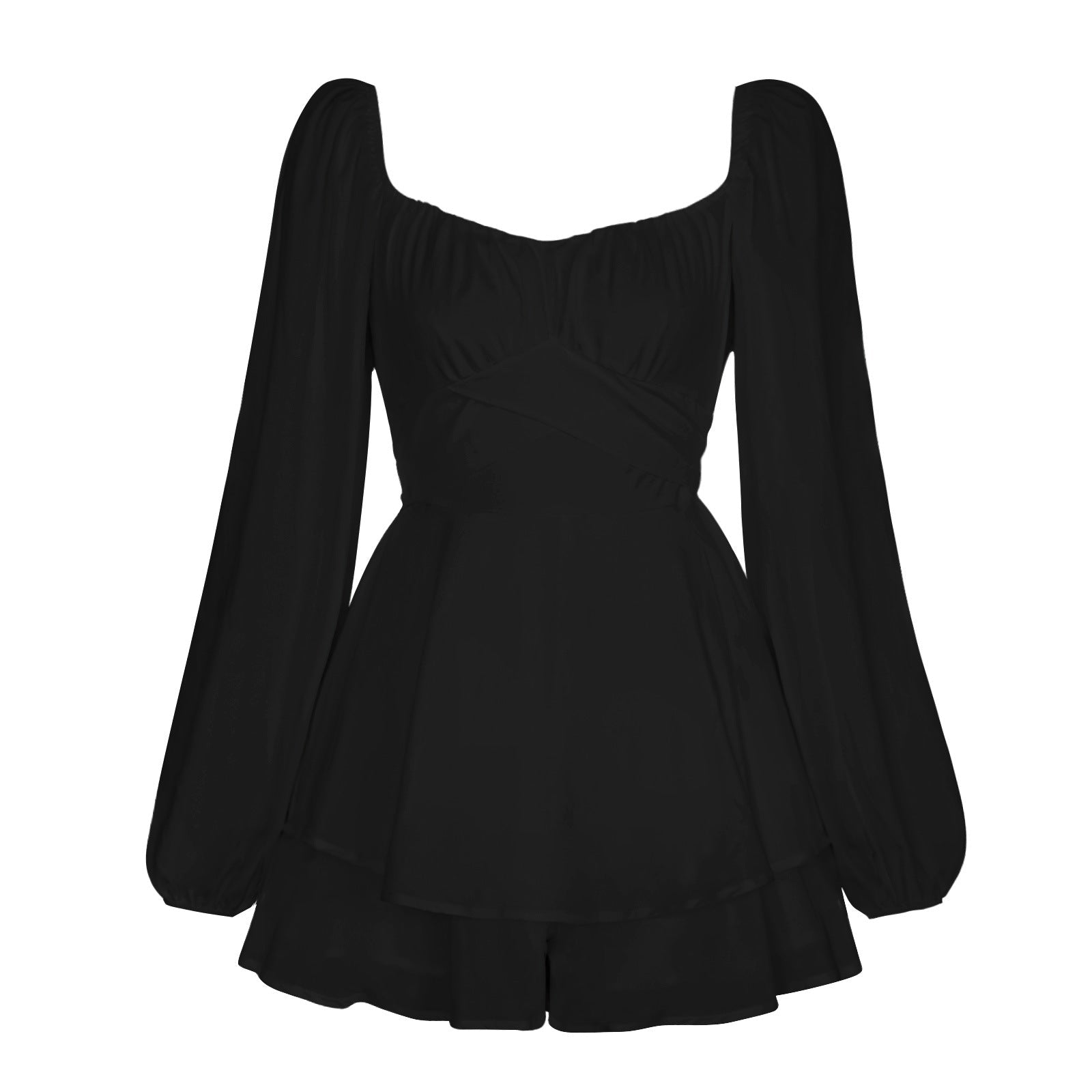 Combinaison Femme Courte à Manches Bouffantes avec Volants - Mode Élégante - IVOIRART.COM