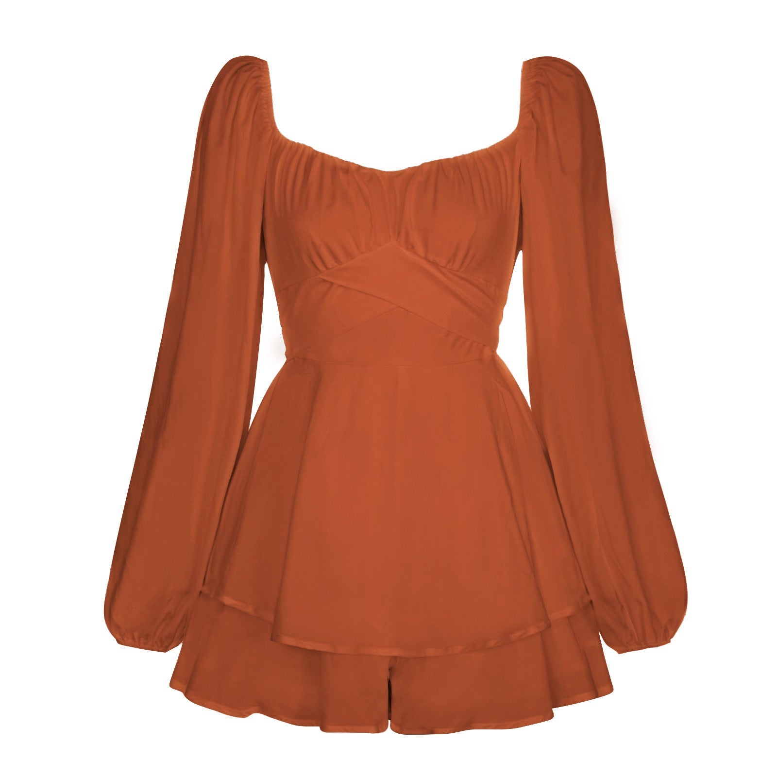 Combinaison Femme Courte à Manches Bouffantes avec Volants - Mode Élégante - IVOIRART.COM