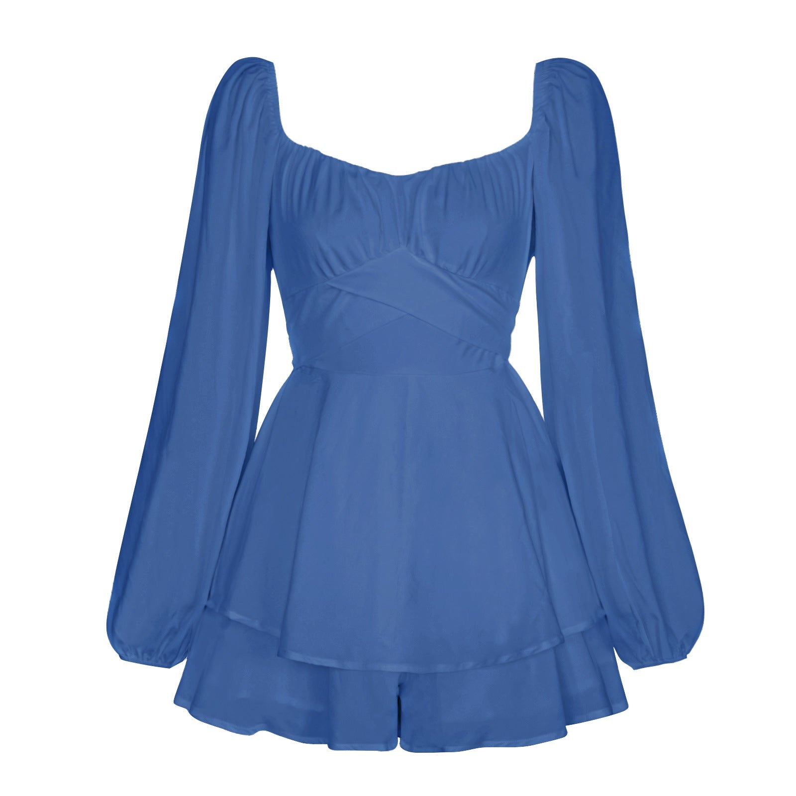 Combinaison Femme Courte à Manches Bouffantes avec Volants - Mode Élégante - IVOIRART.COM
