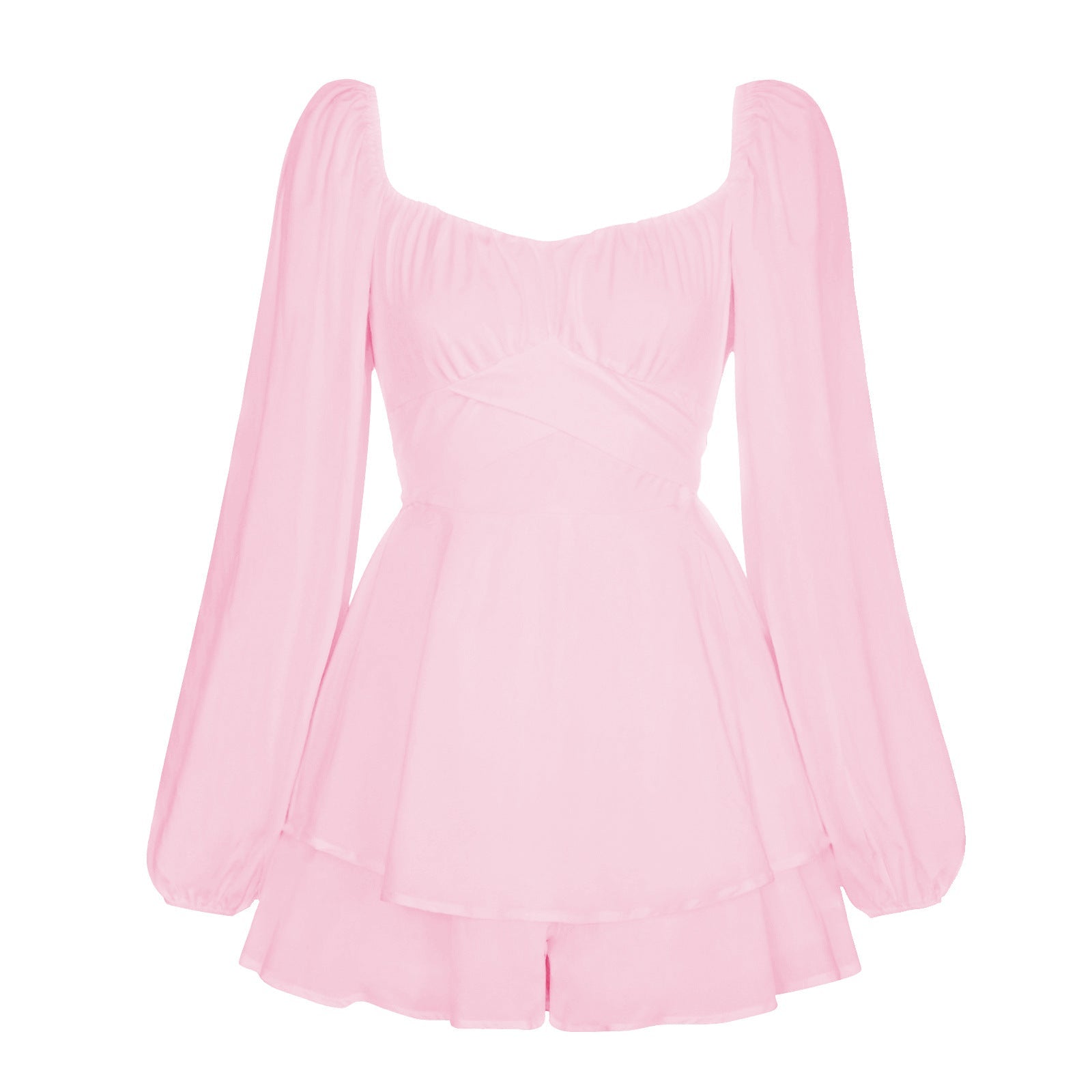 Combinaison Femme Courte à Manches Bouffantes avec Volants - Mode Élégante - IVOIRART.COM