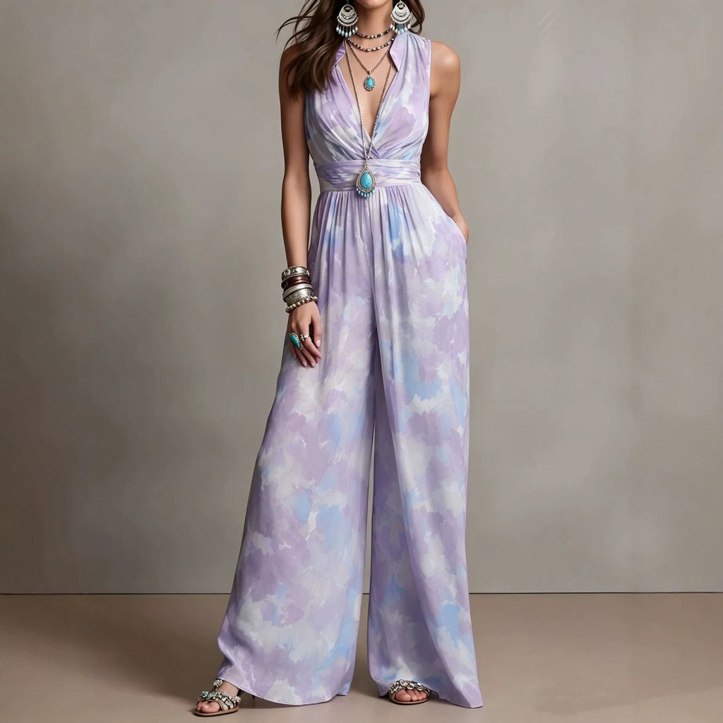 Combinaison femme taille haute cintrée, sans manches, polyester, brun-bleu XS-3XL. - IVOIRART.COM