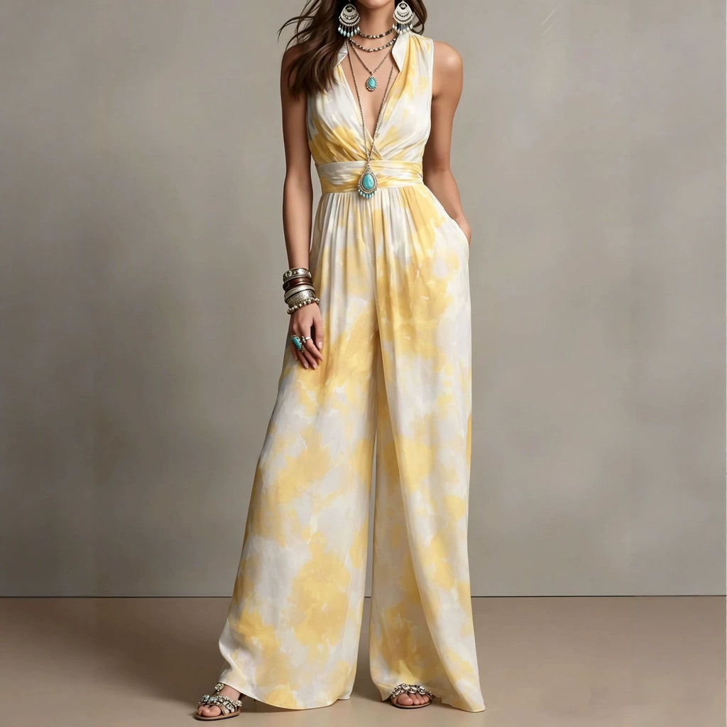 Combinaison femme taille haute cintrée, sans manches, polyester, brun-bleu XS-3XL. - IVOIRART.COM