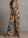 Combinaison femme taille haute cintrée, sans manches, polyester, brun-bleu XS-3XL. - IVOIRART.COM