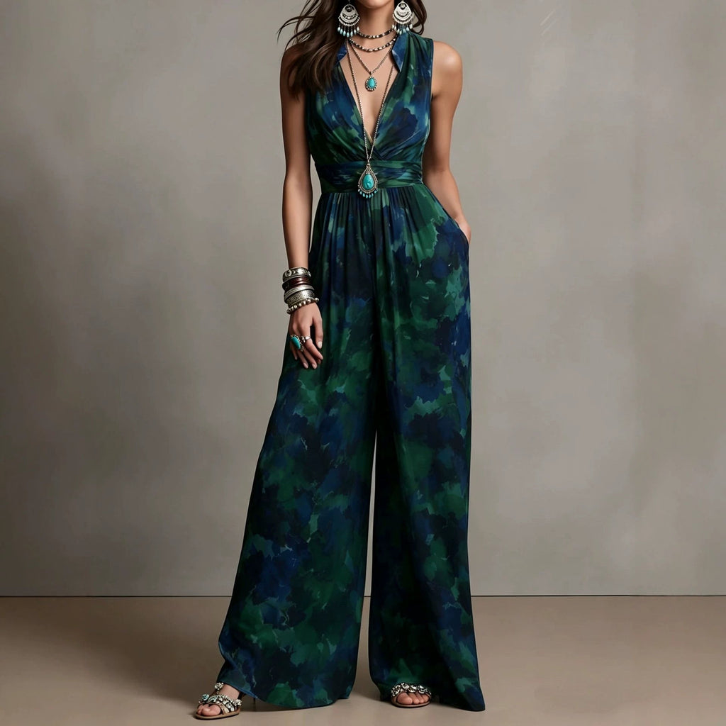 Combinaison femme taille haute cintrée, sans manches, polyester, brun-bleu XS-3XL. - IVOIRART.COM