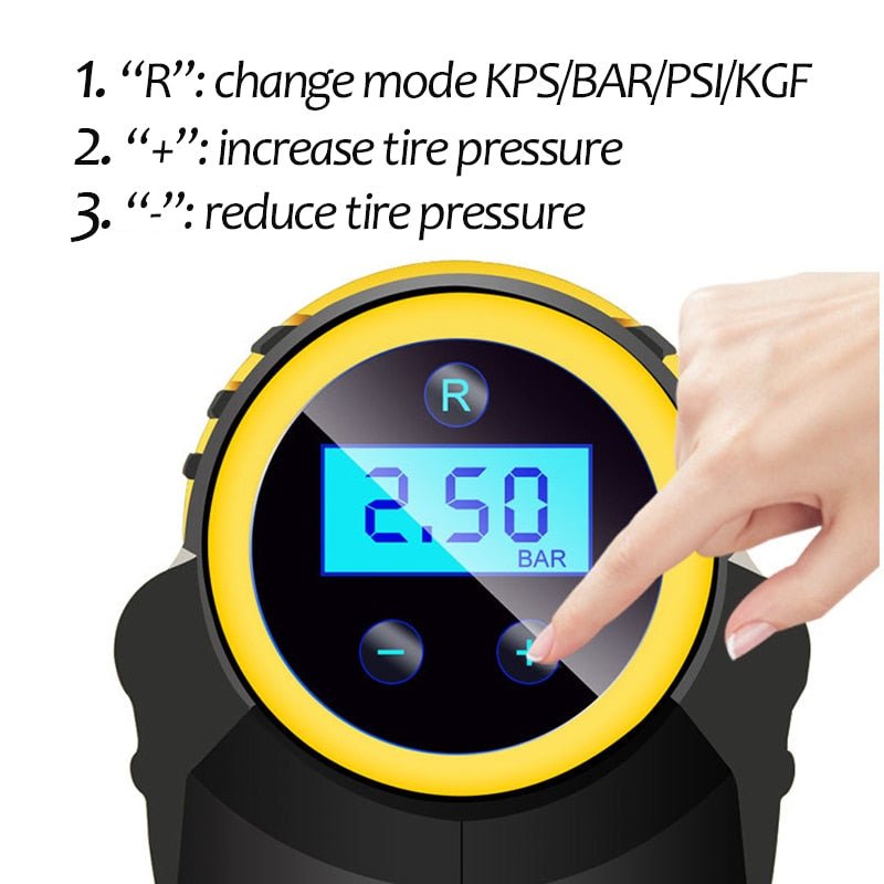 Compresseur d'air numérique LED intelligent portable manuel automatique pour voiture - IVOIRART.COM