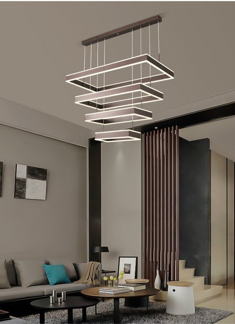Contemporary Fish-Shaped LED Pendant Chandelier, Aluminum Acrylic, Remote Dimmer - IVOIRART.COM