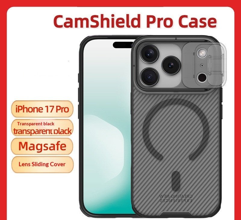 Coque MagSafe Magnétique Black Mirror PRO avec cache-objectif coulissant iPhone17 - IVOIRART.COM