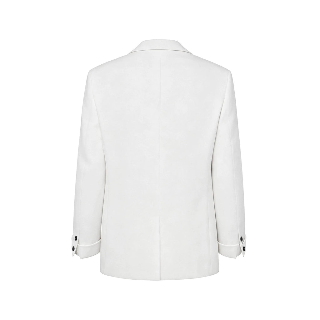 Costume blanc homme avec tailleur brodé — veste droite, doublure polyester Teryl - IVOIRART.COM