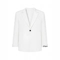 Costume blanc homme avec tailleur brodé — veste droite, doublure polyester Teryl - IVOIRART.COM