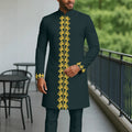 Costume d'affaires homme à manches longues style africain avec broderies élégantes - IVOIRART.COM