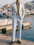 Costume Homme Banquet Doré Gaufré - Ensemble Veste et Pantalon Slim Bleu élégant - IVOIRART.COM