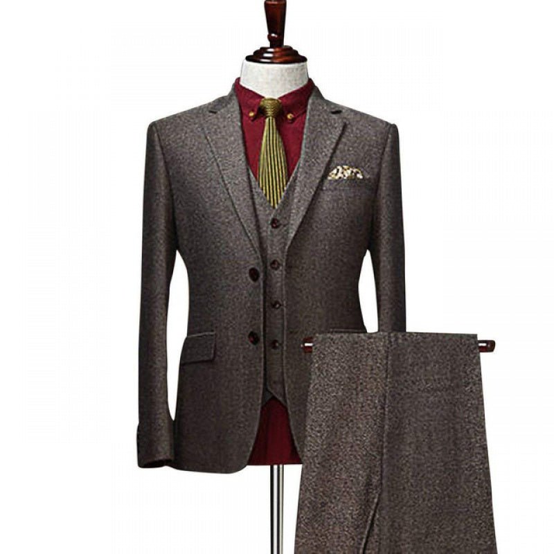 Costume homme col cranté en tweed laine, coupe slim, tissu mélangé 85% acétate. - IVOIRART.COM