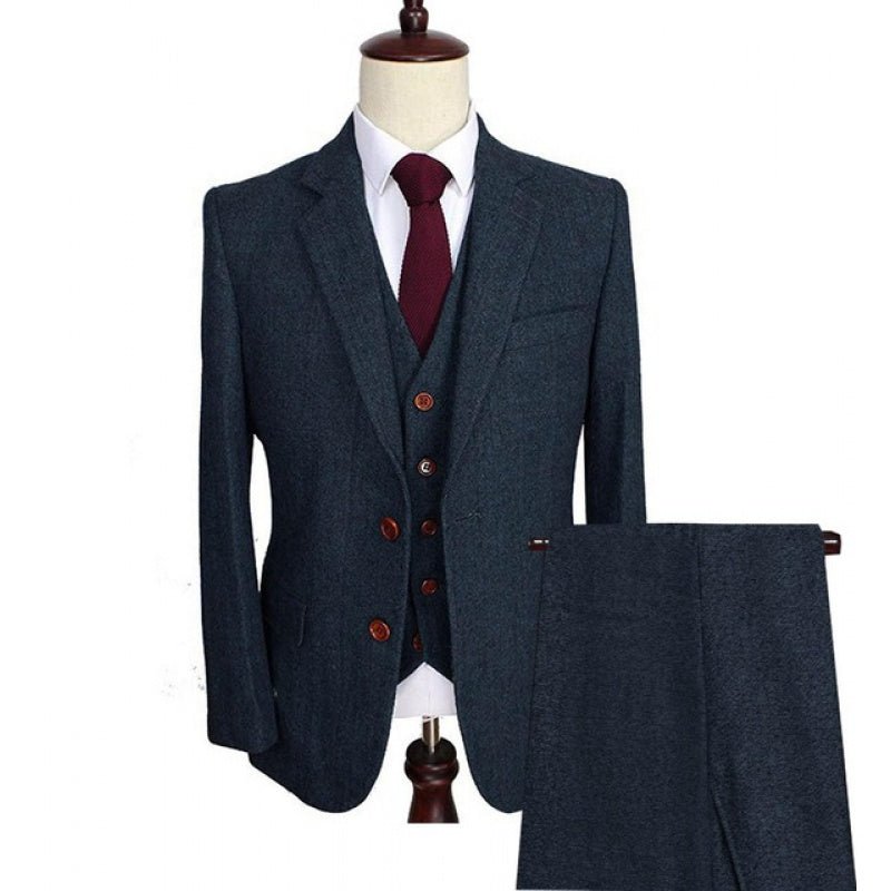 Costume homme col cranté en tweed laine, coupe slim, tissu mélangé 85% acétate. - IVOIRART.COM
