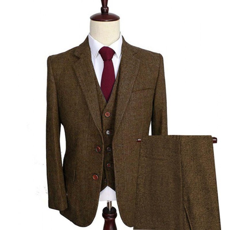 Costume homme col cranté en tweed laine, coupe slim, tissu mélangé 85% acétate. - IVOIRART.COM