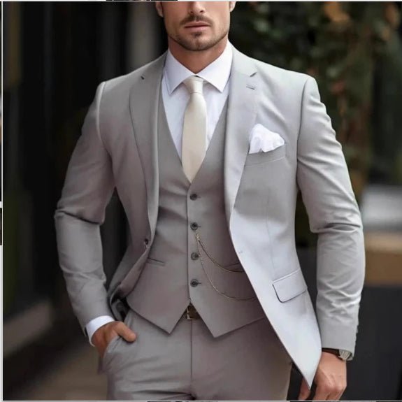 Costume homme slim fit luxe léger veste gilet et pantalon blanc cassé été taillé - IVOIRART.COM