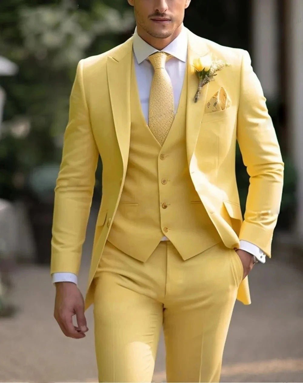 Costume homme slim fit luxe léger veste gilet et pantalon blanc cassé été taillé - IVOIRART.COM