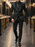 Costume homme uni noir, ensemble formel business slim, veste et pantalon élégant - IVOIRART.COM