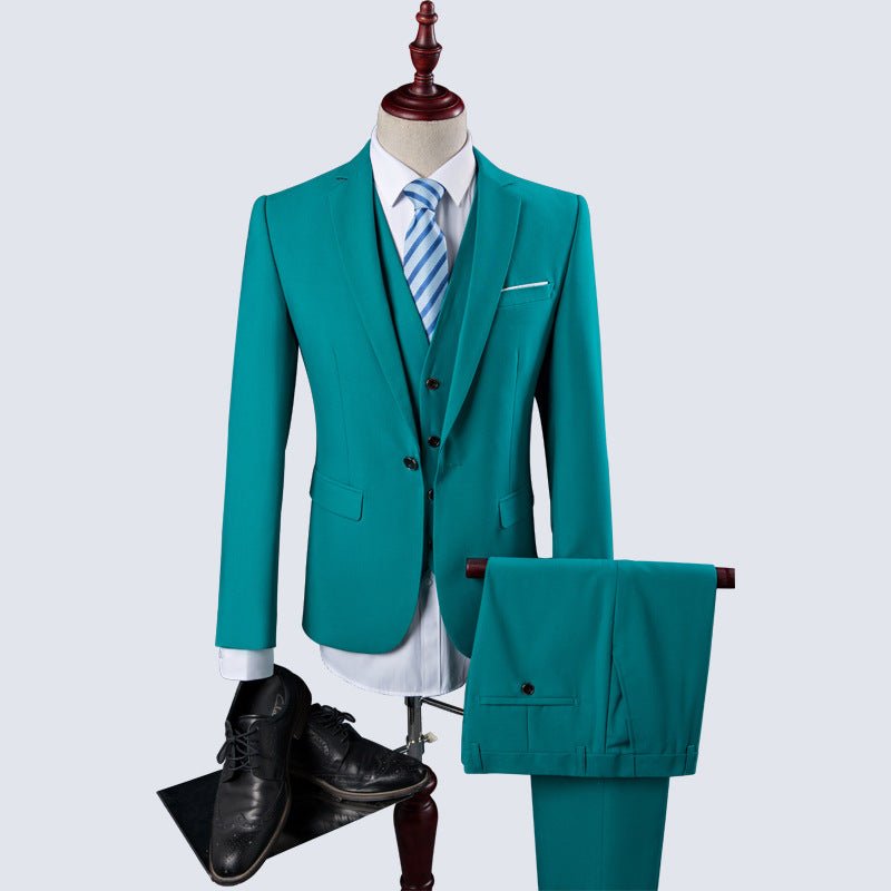 Costume trois pièces pour homme, couleur unie, style business-casual élégant - IVOIRART.COM