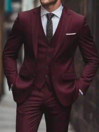 Costume trois pièces pour homme en laine mode, style business ajusté bleu foncé - IVOIRART.COM