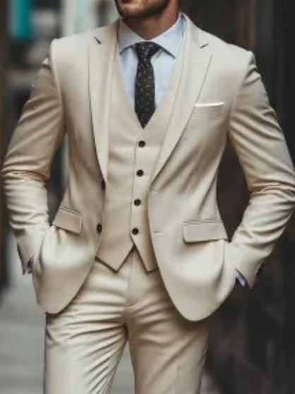 Costume trois pièces pour homme en laine mode, style business ajusté bleu foncé - IVOIRART.COM