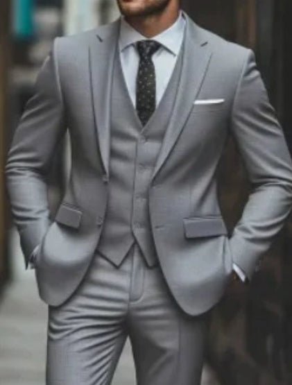 Costume trois pièces pour homme en laine mode, style business ajusté bleu foncé - IVOIRART.COM