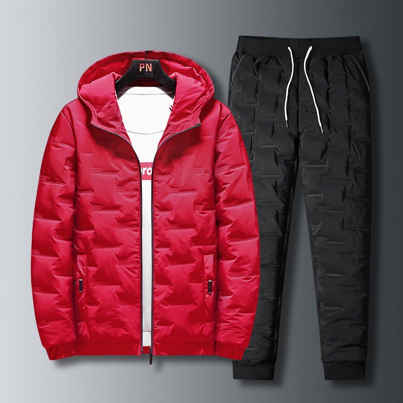 Costumes pour hommes automne-hiver avec doudounes matelassées et capuche - IVOIRART.COM
