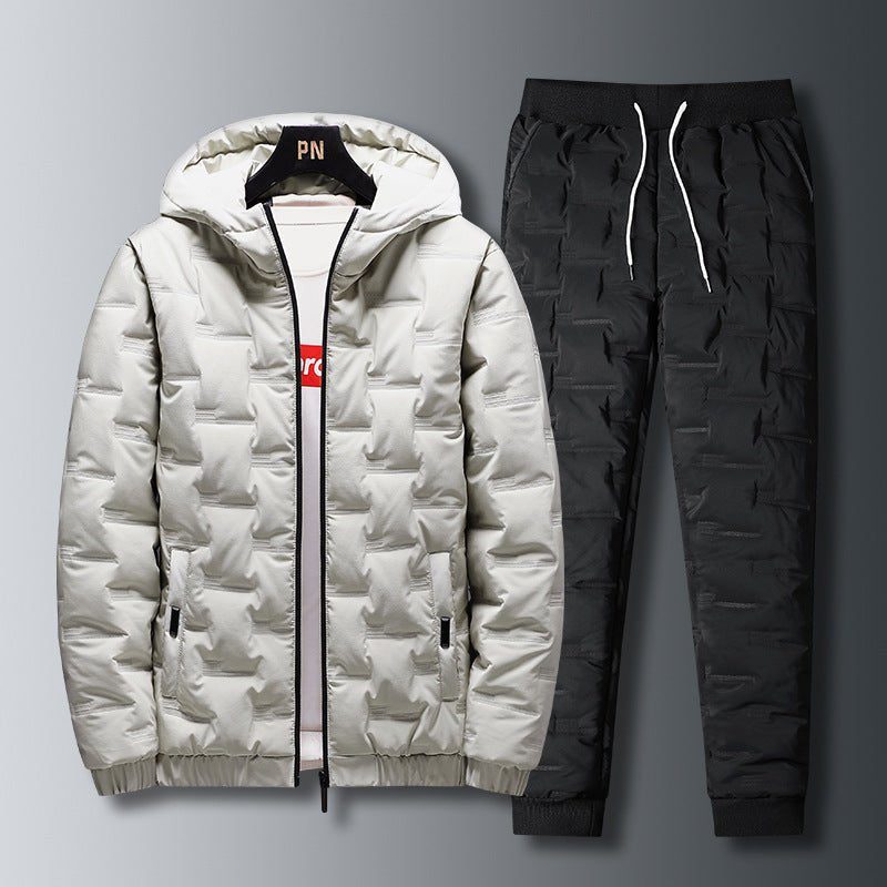 Costumes pour hommes automne-hiver avec doudounes matelassées et capuche - IVOIRART.COM