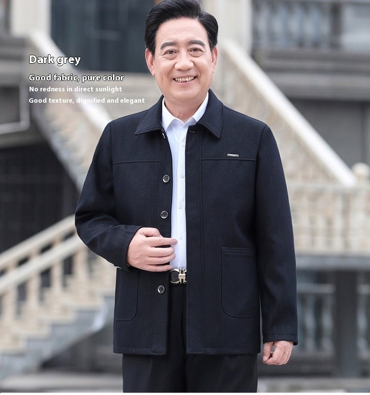 Cotton Jacket Men's Spring And Autumn Middle-aged Business Leisure Coat Dad Wear - IVOIRART.COM