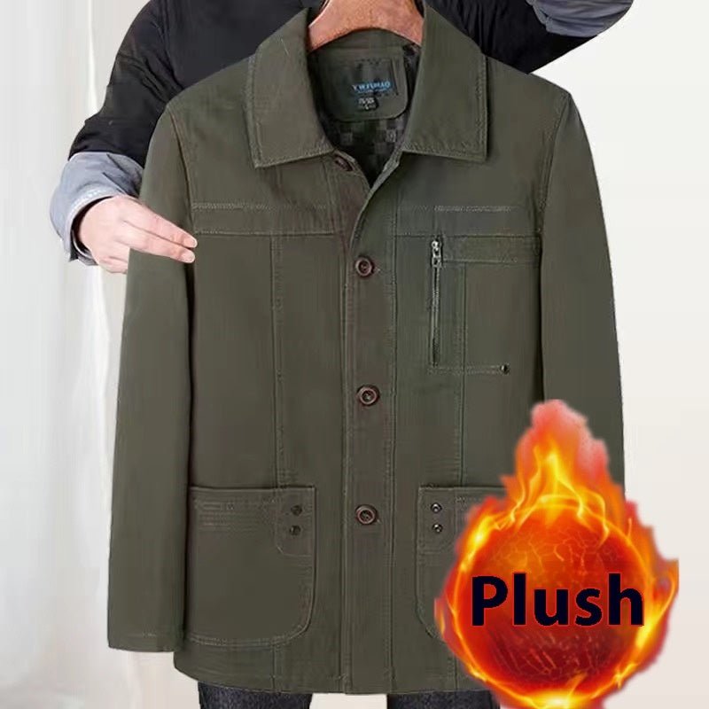Cotton Jacket Men's Spring And Autumn Middle-aged Business Leisure Coat Dad Wear - IVOIRART.COM
