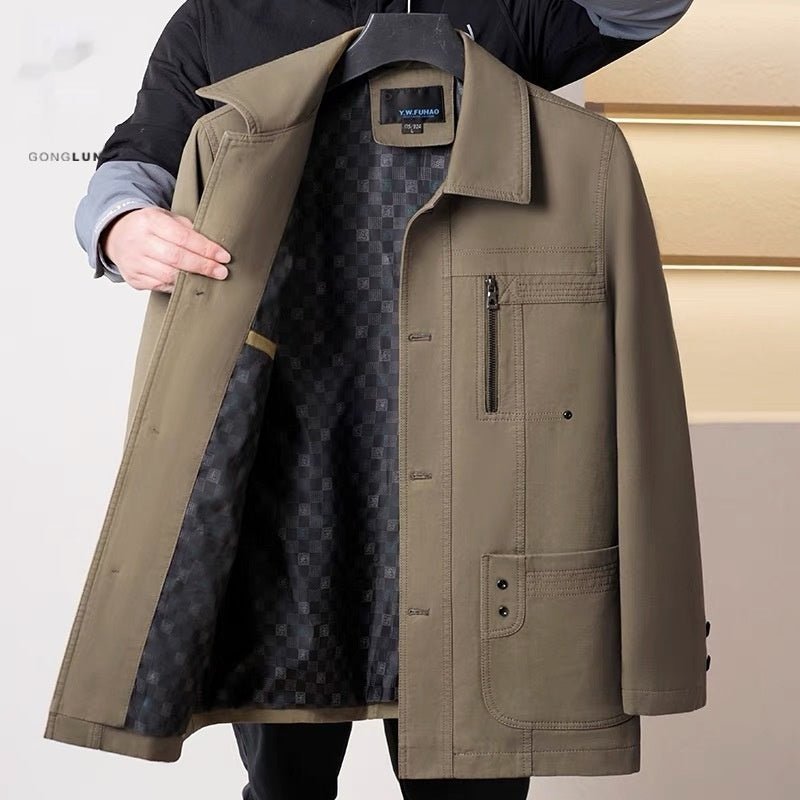 Cotton Jacket Men's Spring And Autumn Middle-aged Business Leisure Coat Dad Wear - IVOIRART.COM