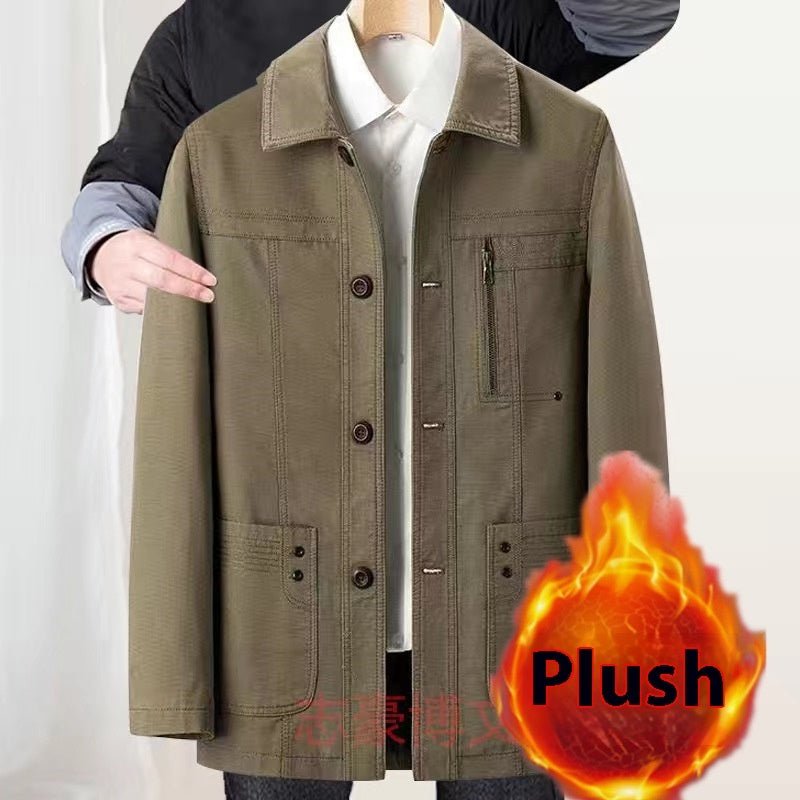 Cotton Jacket Men's Spring And Autumn Middle-aged Business Leisure Coat Dad Wear - IVOIRART.COM