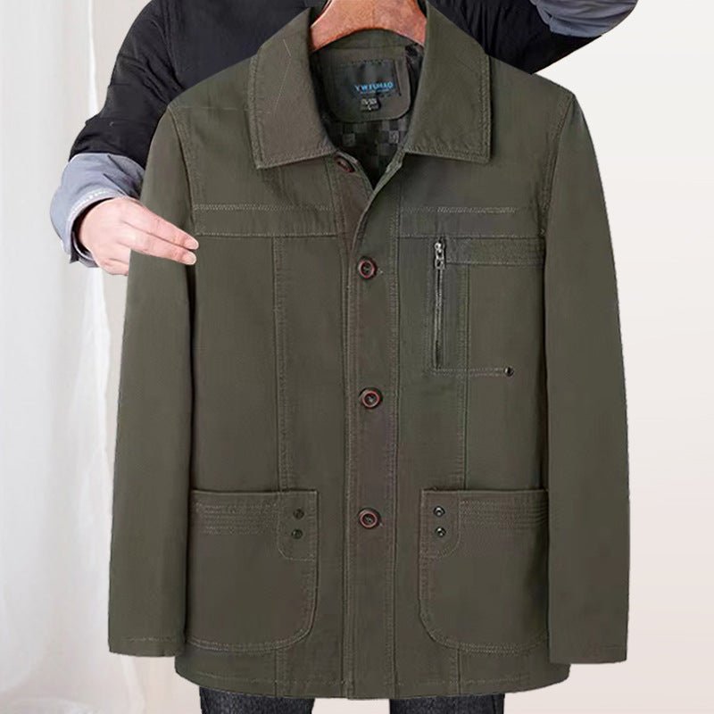Cotton Jacket Men's Spring And Autumn Middle-aged Business Leisure Coat Dad Wear - IVOIRART.COM