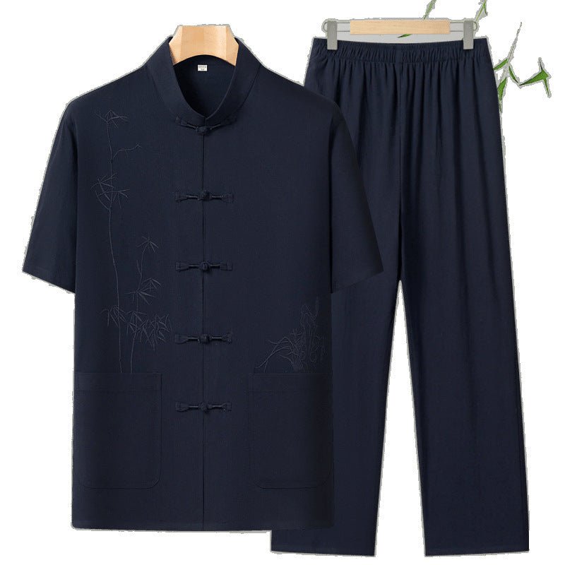 Cotton Short-sleeved Leisure For The Elderly Suit Grandpa - IVOIRART.COM