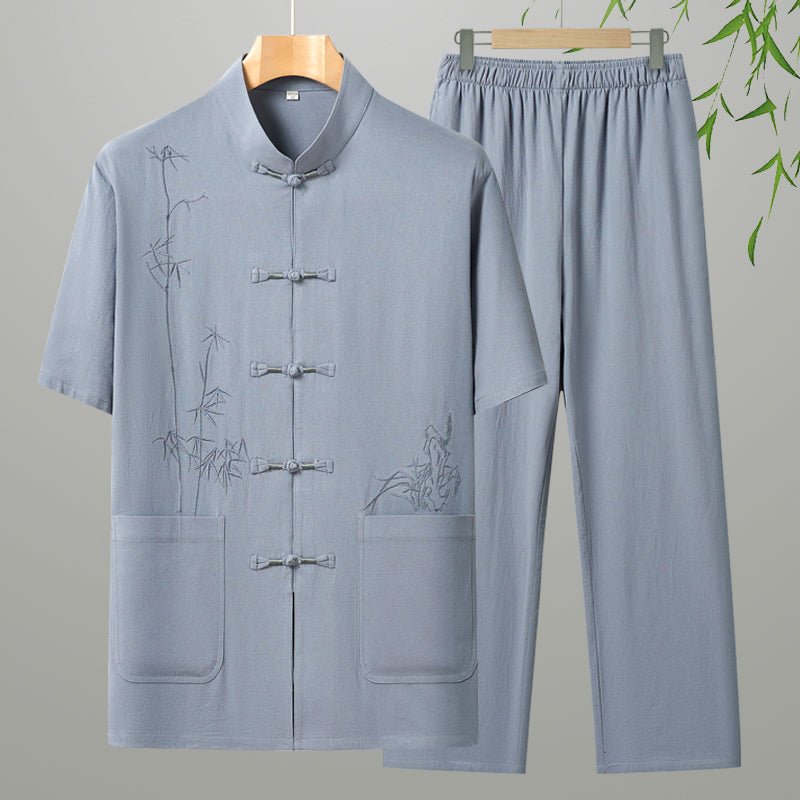 Cotton Short-sleeved Leisure For The Elderly Suit Grandpa - IVOIRART.COM