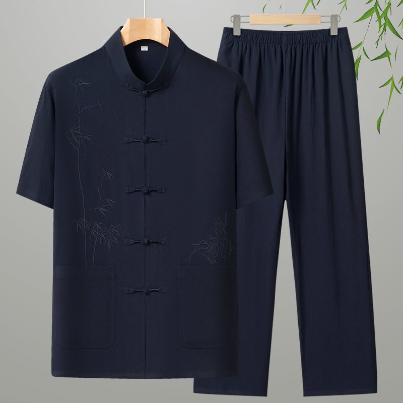 Cotton Short-sleeved Leisure For The Elderly Suit Grandpa - IVOIRART.COM