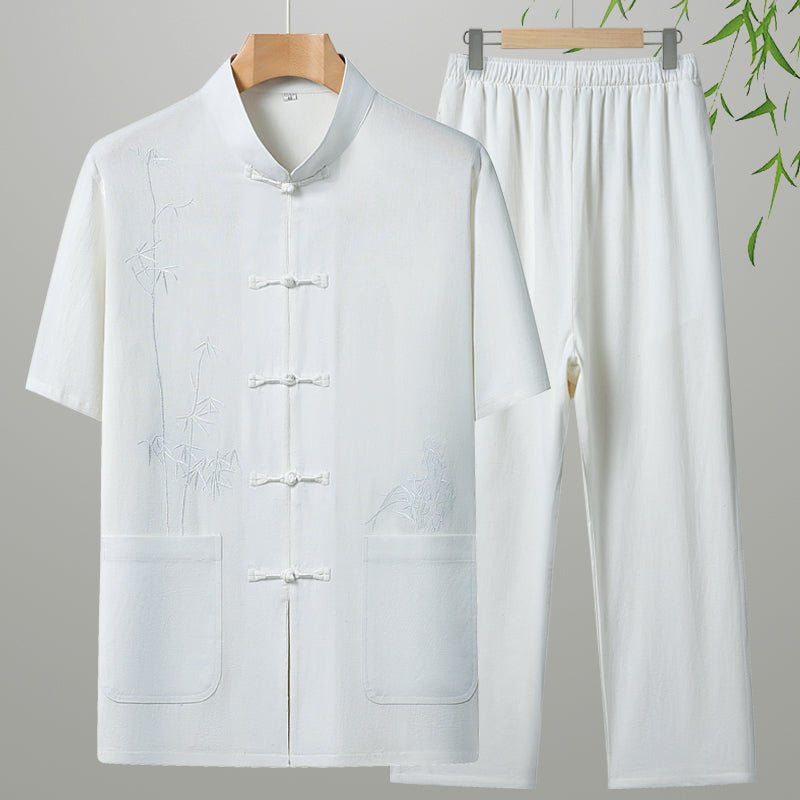 Cotton Short-sleeved Leisure For The Elderly Suit Grandpa - IVOIRART.COM
