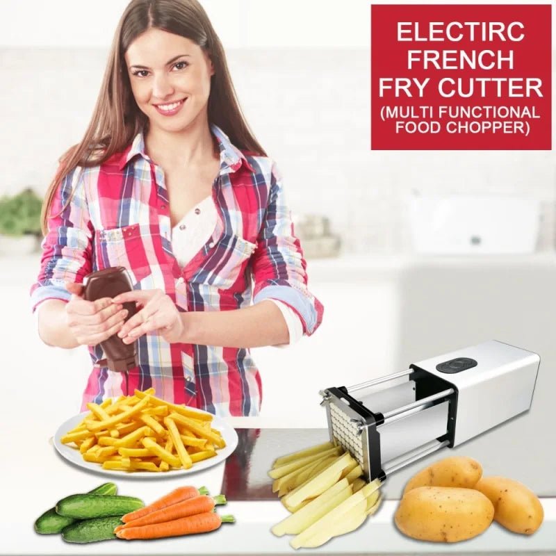 Coupe-frites électrique multifonction avec lames en acier inoxydable pour légumes et pommes de terre, usage commercial et domestique - IVOIRART.COM