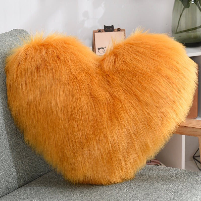 Coussins décoratifs en forme de cœur, housse longue en peluche moelleuse blanche - IVOIRART.COM